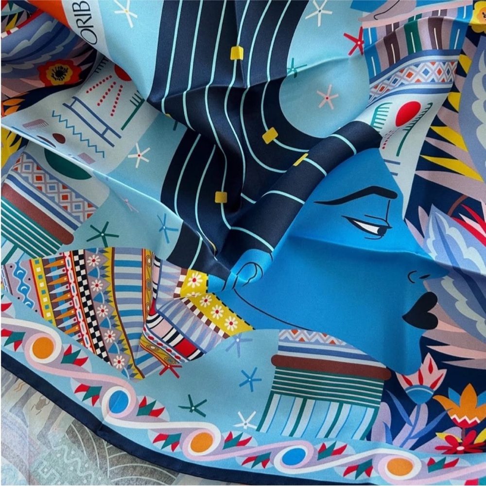 ✨ORIBE X LOUIS BARTHELEMY Silk Egyptian Print Silk Square Scarf Made in Italy